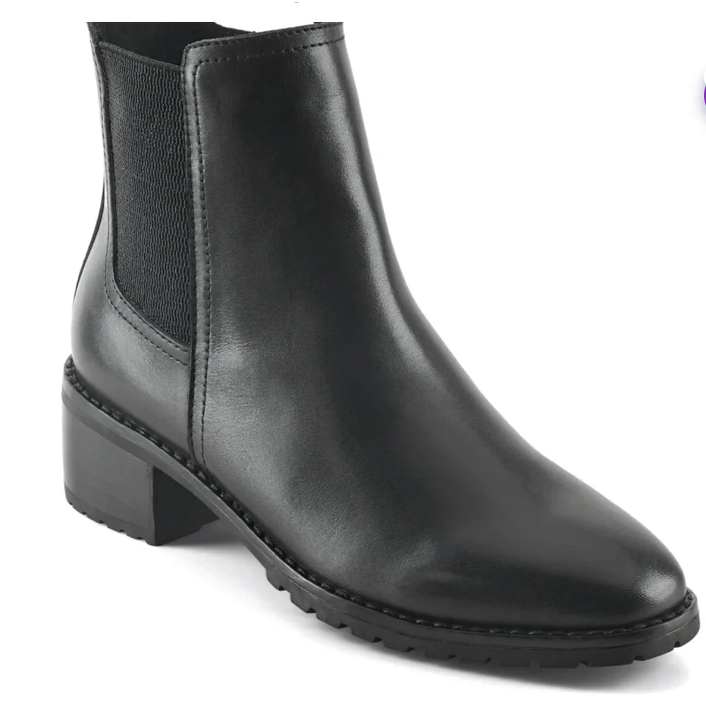 Easy Spirit Sefedra Leather Zip Ankle Black Boots & Booties 9.5 Wide